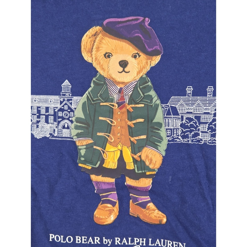 Polo Bear‎ by Ralph Lauren Boys 3T Long Sleeve T Shirt Blue Preppy School Beret